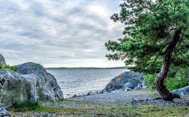 View from an island in the Stockholm archipelago in the baltic sea