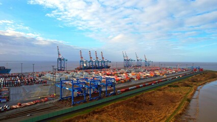 Bremerhaven Container Terminal - Germany - Aerial view over the container area