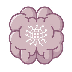 AI Innovation Concept Icon - Human Brain, Network Chip Technology logo - Artificial Intelligence Symbol on White Background - Isolated Vector Illustration