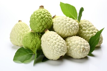 Obraz premium cherimoya isolated on white background with copy space close-up.