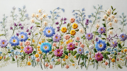Obraz na płótnie Canvas Embroidery floral pattern background