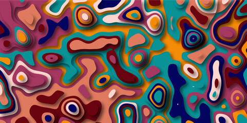 Abstract vector seamless pattern with shadows. Colorful gradient wavy papercut overlap layers background. Minimalistic design layout for business presentations, flyers, posters, wallpaper background.