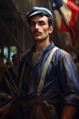 Obraz premium French worker man portrait