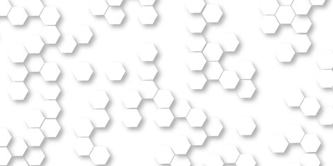 Abstract white and gray hexagonal honeycomb pattern background. hexagon concept design abstract technology background vector. 3d honeycomb paper texture gray copy space, Wallpaper for text. - obrazy, fototapety, plakaty