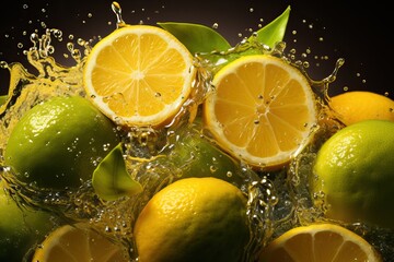 A splash of water from falling lemon slices.