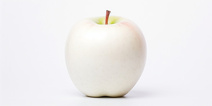 Fresh white apple isolated on a white background, Wholesome Purity: Isolated White Apple Gleaming on White Background