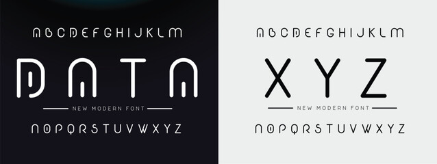 Creative modern technology alphabet fonts. Abstract typography urban sport, techno , fashion, digital, future creative logo font. vector illustration - obrazy, fototapety, plakaty