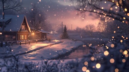 Fototapeta premium a wonderful image made by artificial intelligence of a winter landscape with snowy mountains