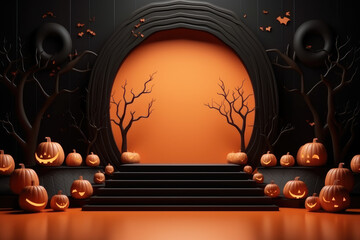 Halloween background with podium for product