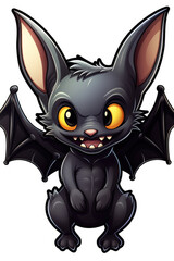 Halloween cute black bat sticker wihte isolated background