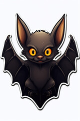 Halloween cute black bat sticker wihte isolated background