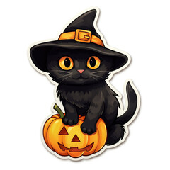 Halloween cute black cat sticker