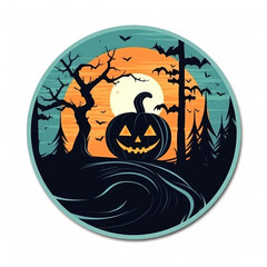 Halloween flat vector sticker simple minimal design