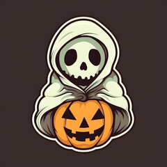 Halloween ghost flat vector sticker simple minimal design