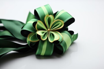 colorful white background with green ribbon and bow