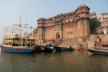 Varanasi  India 8 December 2023, Bhonsale Ghat or Palatial ghat made from stone in 1780 by the...