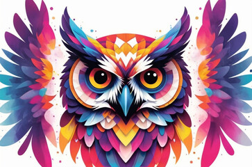 Obraz premium Vibrant Vector Owl: A Colorful Expression