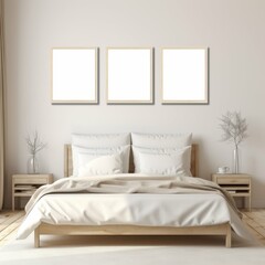 Cozy Bedroom With Bed, Nightstands, and Wall Art