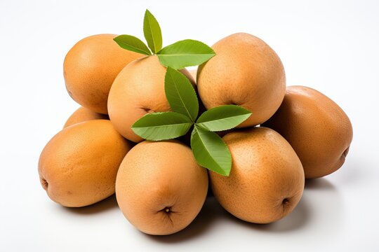 sapodilla close-up isolated on white background