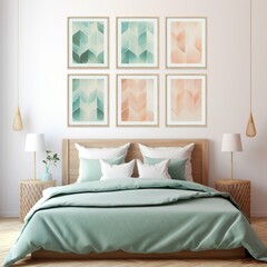Bed in Bedroom With Wall of Pictures