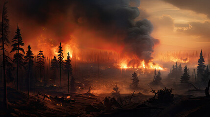 Real Forest fire disaster wildfire nature destruction