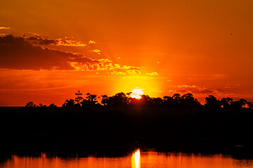 Fototapeta premium sunset over the lake