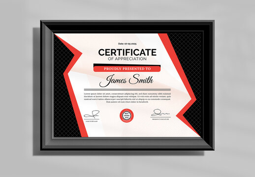 Modern Black And Red Certificate Layout