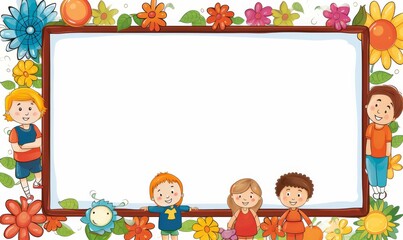 Obraz premium Children Standing in Front of Empty Sign