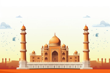 Fototapeta premium Independence day illustration famous monument of india. Generative ai