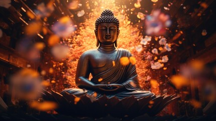 A statue of a person sitting in a lotus position. Can be used to represent meditation, mindfulness, or tranquility