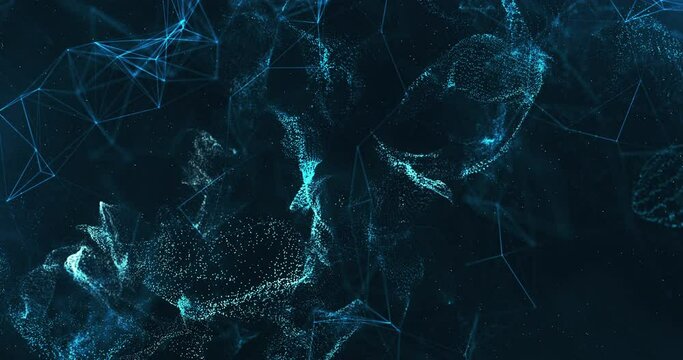 Abstract Plexus Particles Waving. Futuristic Digital Particles Background.