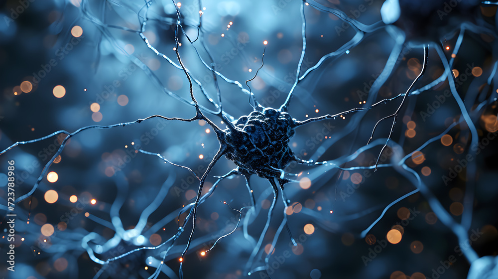 Wall mural abstract blue macro presentation of neural network in the human nervous system