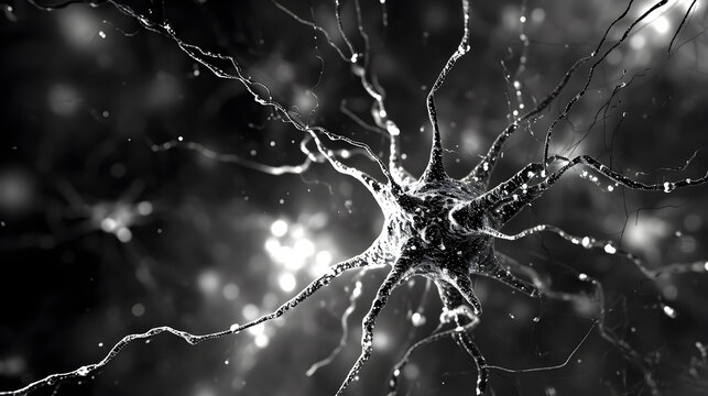 Abstract balck and white macro presentation of neural network in the human nervous system