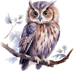 Cute owl isolated on transparent background