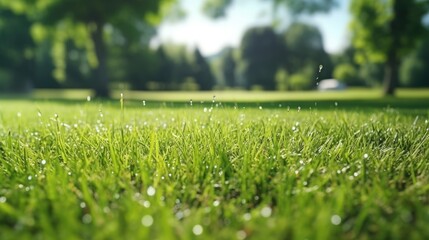A picture of a field of grass with sparkling water droplets. Perfect for nature and outdoor-themed...