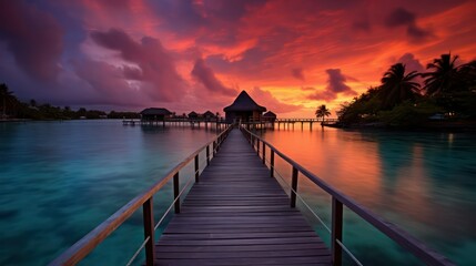 Fototapeta premium Photo of beautiful Maldives hotels and beach