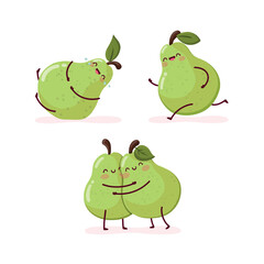 Set of funny pears that laugh, run and hug - 723792102