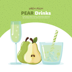 Set of pear, half of pear, cider glass and glass with ices - 723792152