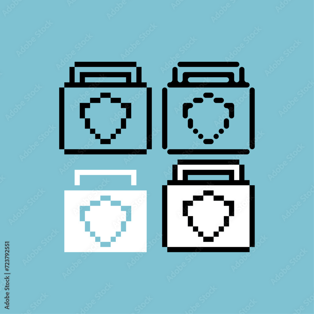 Fototapete pixel art outline sets icon of shield case variation color. shield icon on pixelated style. 8bits pe