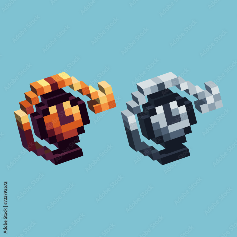 Poster isometric pixel art 3d of redo time icon for items asset. redo time icon on pixelated style.8bits pe