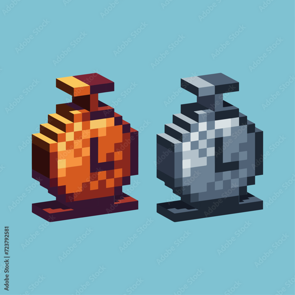 Fototapete isometric pixel art 3d of clock icon for items asset. clock icon on pixelated style.8bits perfect fo