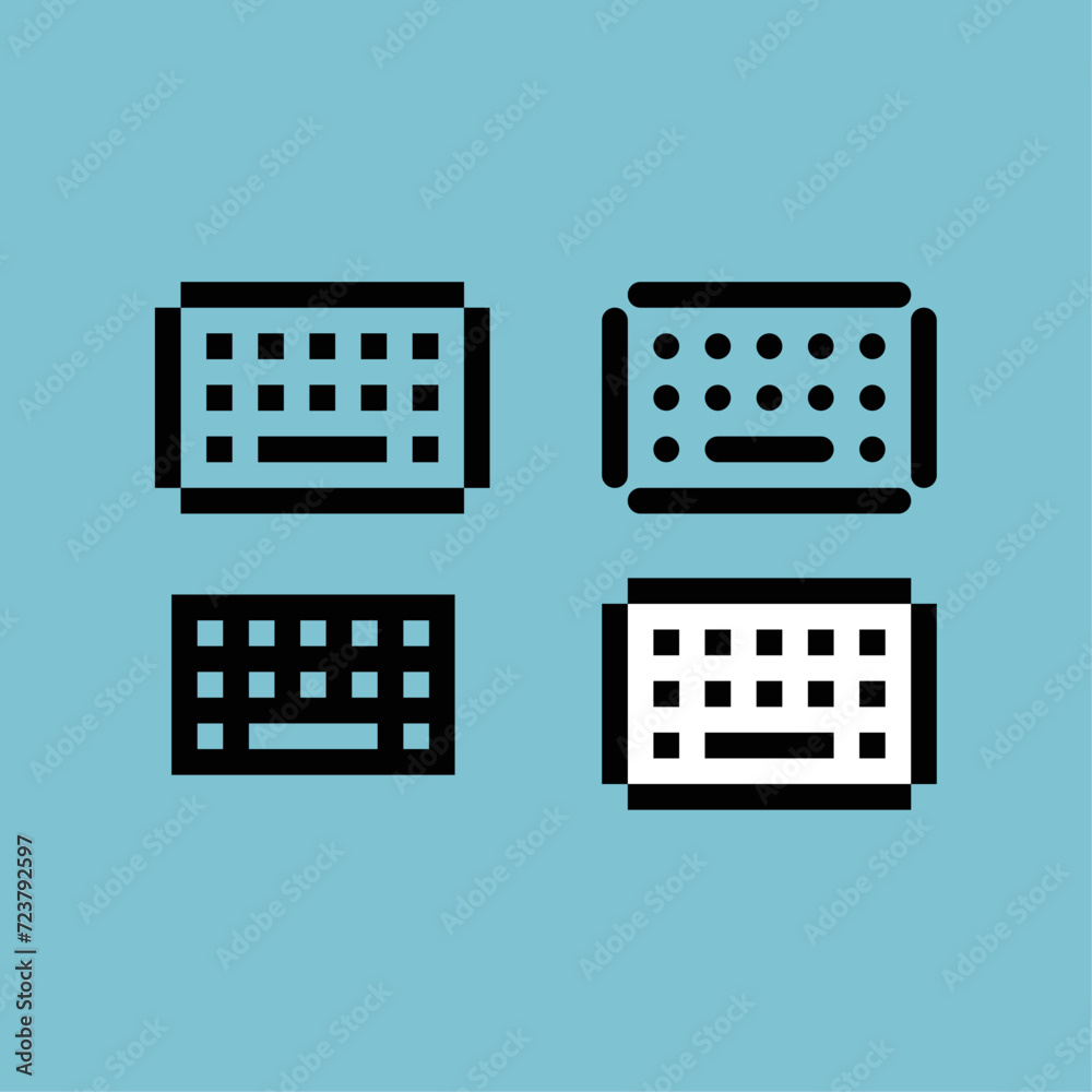Fototapete pixel art outline sets icon of keyboard variation color. keyboard icon on pixelated style. 8bits per
