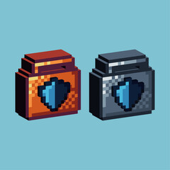 
Isometric Pixel art 3d of case shield icon for items asset. Shield icon on pixelated style.8bits perfect for game asset or design asset element for your game design asset.