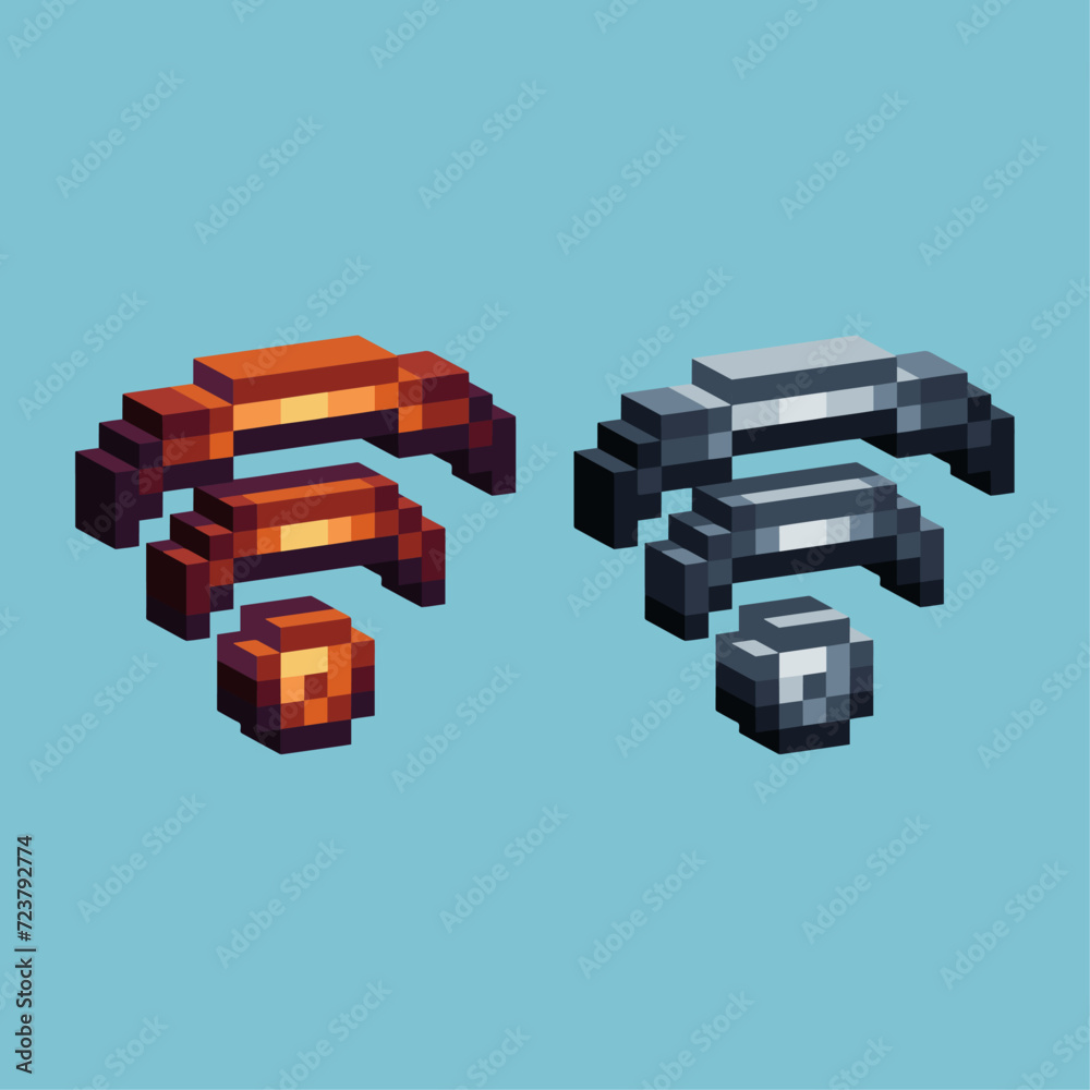 Fototapete isometric pixel art 3d of wifi network icon for items asset. network icon on pixelated style.8bits p