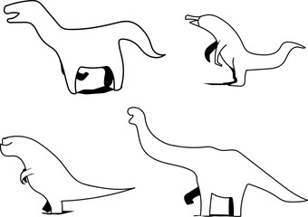 A set of different kinds of dinosaurs. Among them are theranosaurus, brontosaurus and other similar ancient animals. © rasengan