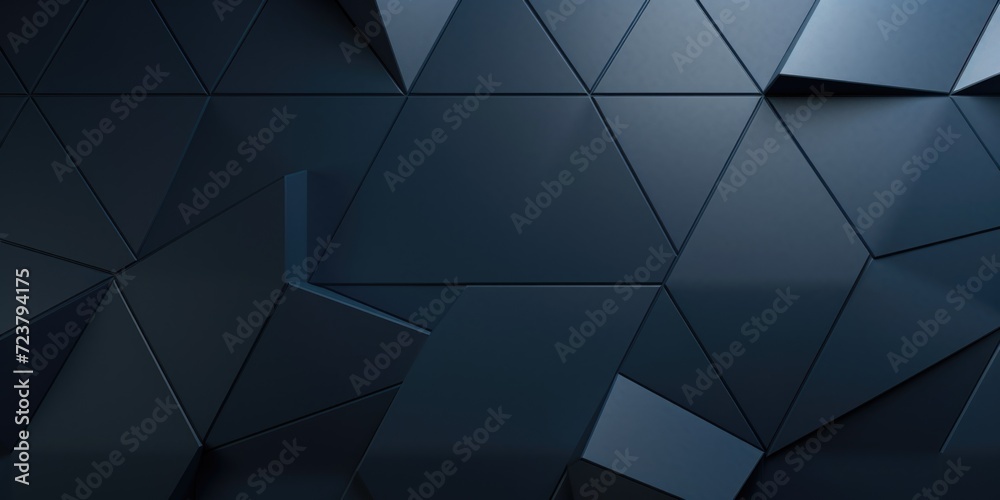 Poster A black wall featuring an assortment of different shapes and sizes. This image can be used for various purposes