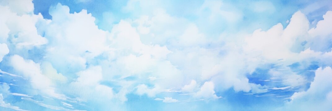 colorful watercolor background with blue clouds