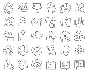 Soft skills line icons collection. Thin outline icons pack. Vector illustration eps10