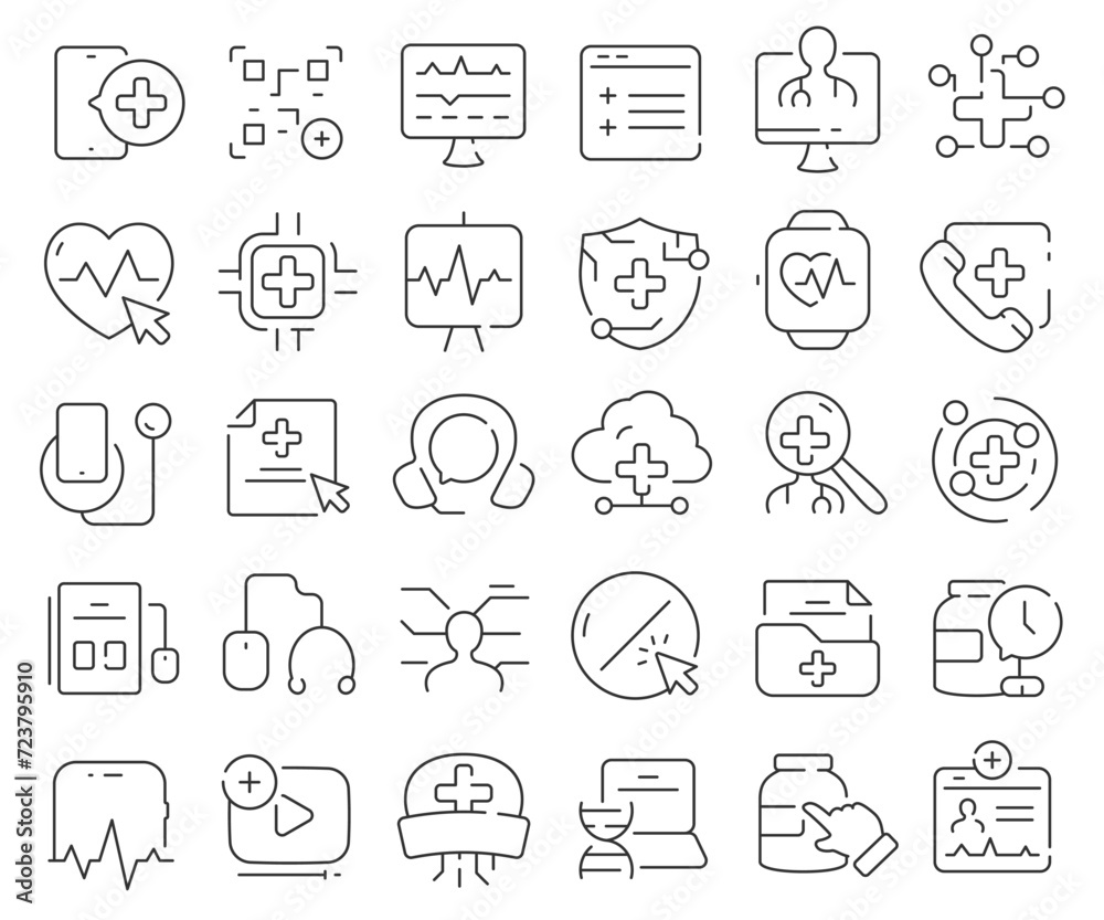 Aufkleber digital health line icons collection. thin outline icons pack. vector illustration eps10