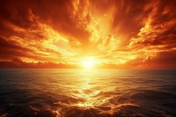 A Vivid Sunset Over the Ocean